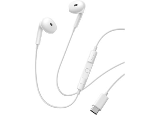 Baseus Encok CZ19 Type-C Wired Earphones – USB-C In-Ear Headphones with Microphone & Volume Control, 13mm Hi-Fi Drivers, Semi In-Ear Design, Durable TPE Cable, Compatible with iPhone 16, iPad Pro - White